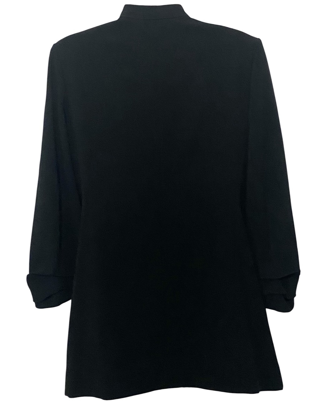 Aritzia Babaton 90s Power Hip Long Black Blazer 10 Ruched Sleeve Elevated Basic - Picture 10 of 16